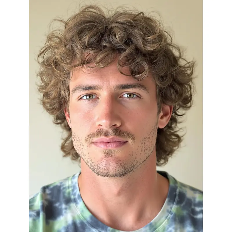 Blonde Wigs For Men 8" Curly Lace Front With Bangs Wigs