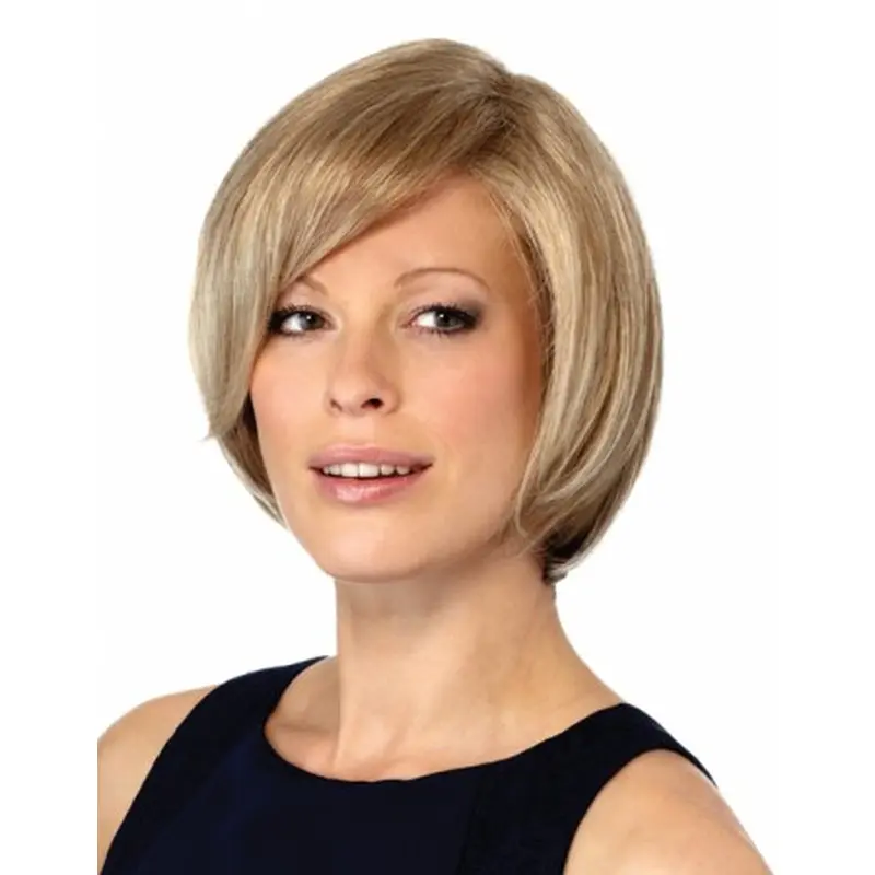 Elegant Blonde Monofilament Chin Length Wigs For Cancer