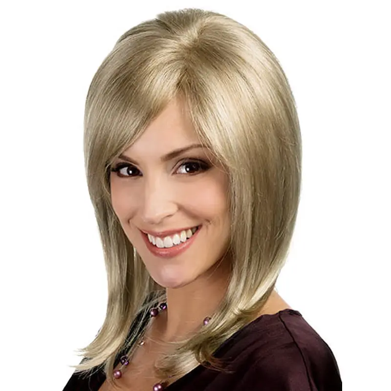 Wholesome Blonde Monofilament Shoulder Length Lace Wigs