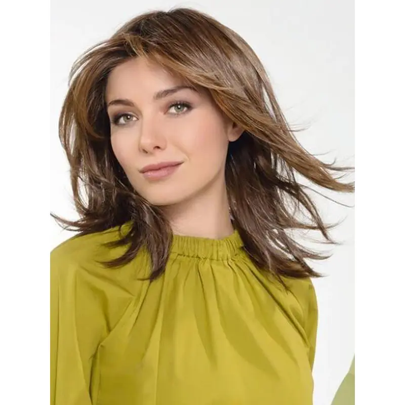 Convenient Brown Synthetic Straight Convenient Monofilament Wigs