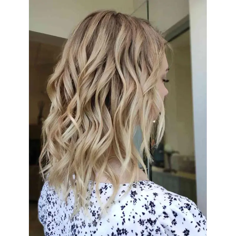 Blonde Wigs Cheap Lace Front Synthetic Without Bangs Beach Waves Wigs