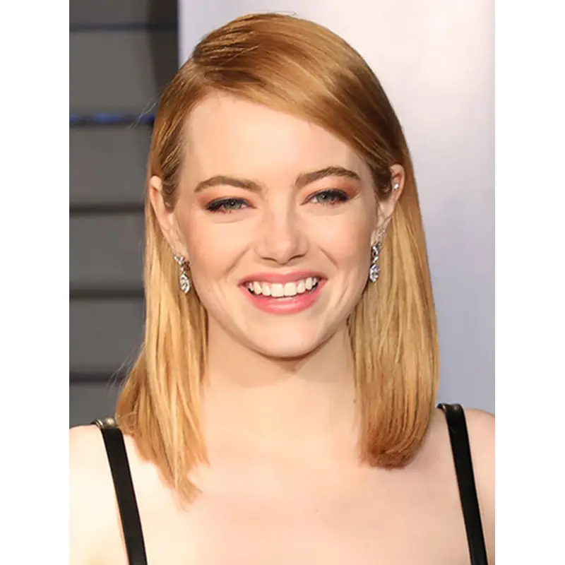 16" Lace Front Shoulder Length Blonde Without Bangs Emma Stone Wigs