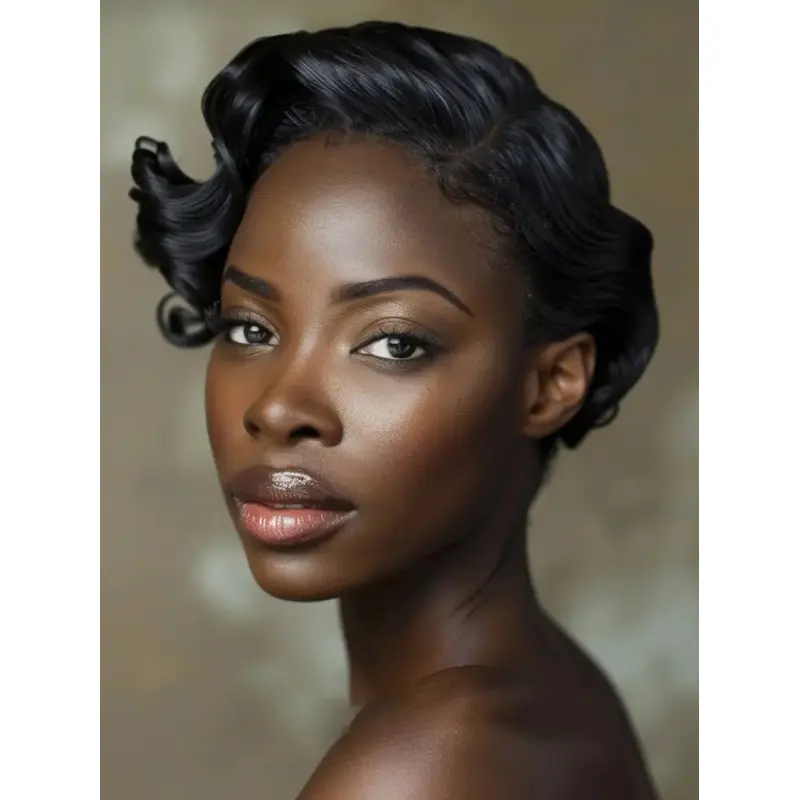 African American Classic Wigs Remy Human Hair Lace Front 6" Wigs
