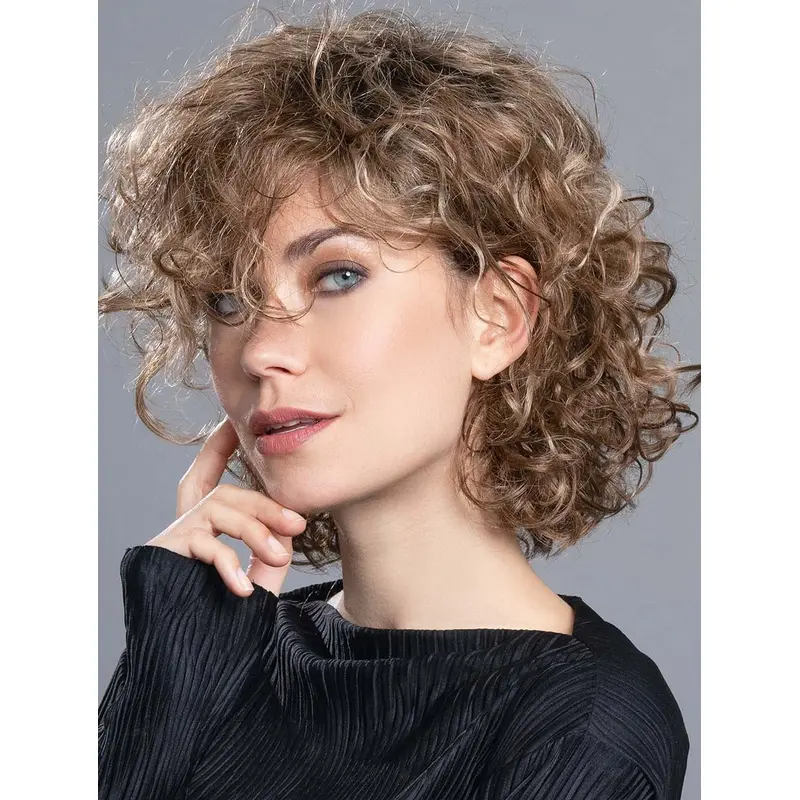 Fashionable Brown Synthetic Curly Fashionable Medium Wigs For Women
