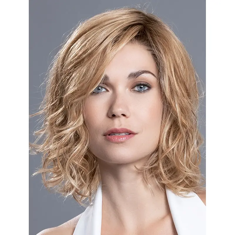 Flexibility Blonde Synthetic Wavy Flexibility Wigs Medium Length
