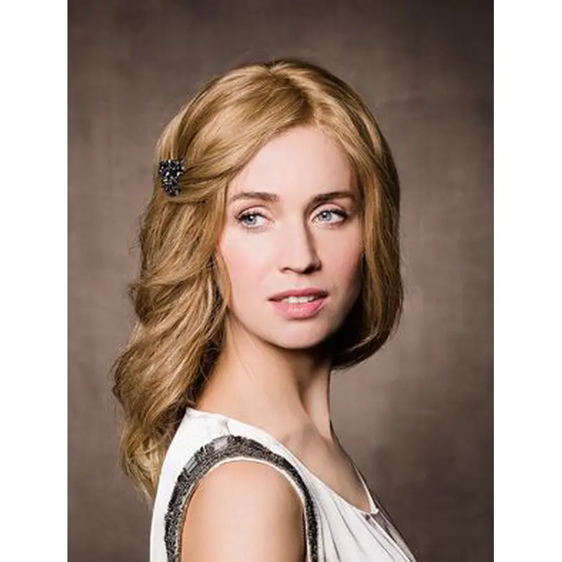 Monofilament 14" Wavy Synthetic Long Blonde Without Bangs Cancer Wig