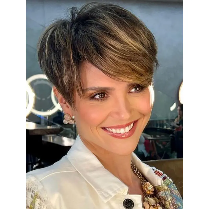 Short Human Hair Lace Front Wigs Ombre/2 Tone Straight 6" Wigs