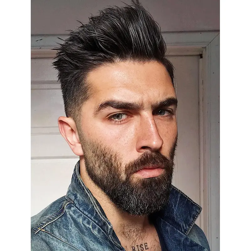 Short Straight Monofilament Black Synthetic Spiky Man Wigs