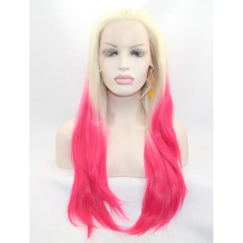 26" Straight Ombre/2 Tone Layered Synthetic Lace Front Long Wigs