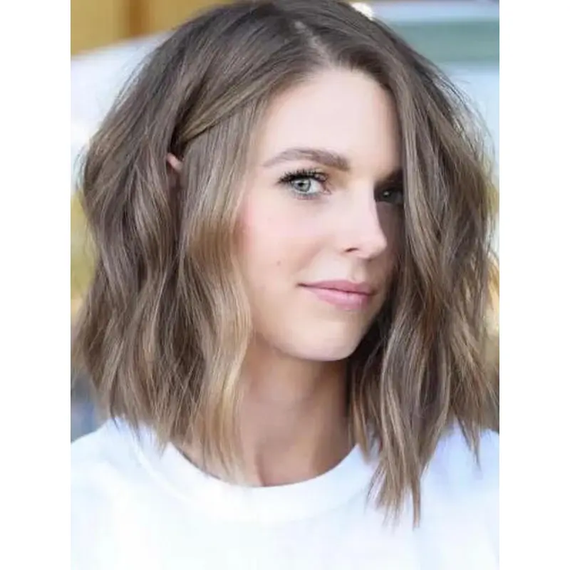 Medium Wigs Fabulous Synthetic Lace Front Wavy Ash Brown Bob