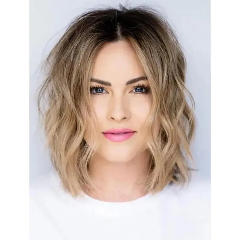 Realistic Wigs For Women Lace Front Blonde Synthetic Wavy Natural Middle Part Wigs