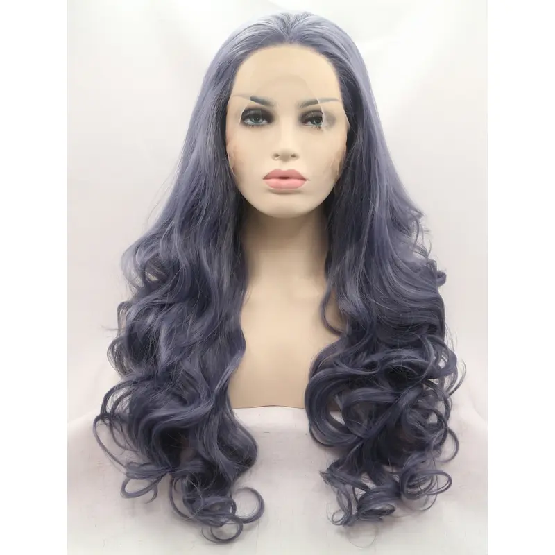 Synthetic Lace Front 28" Curly Ombre/2 Tone Without Bangs Long Wigs