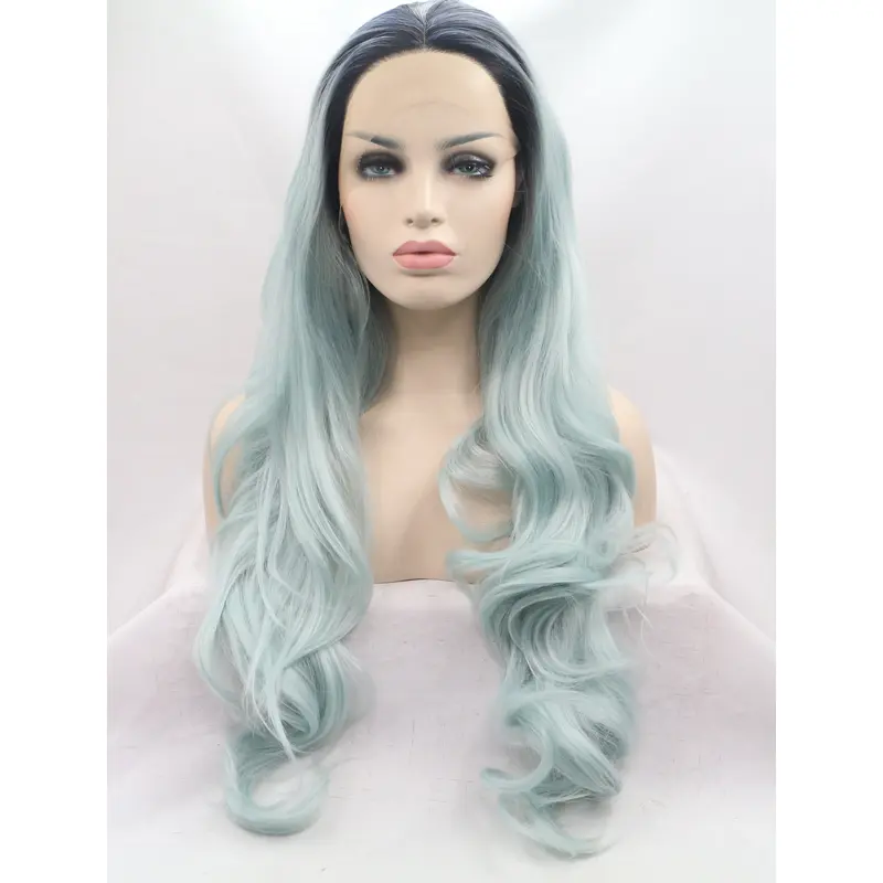Synthetic Lace Front 28" Wavy Ombre/2 Tone Layered Long Wigs