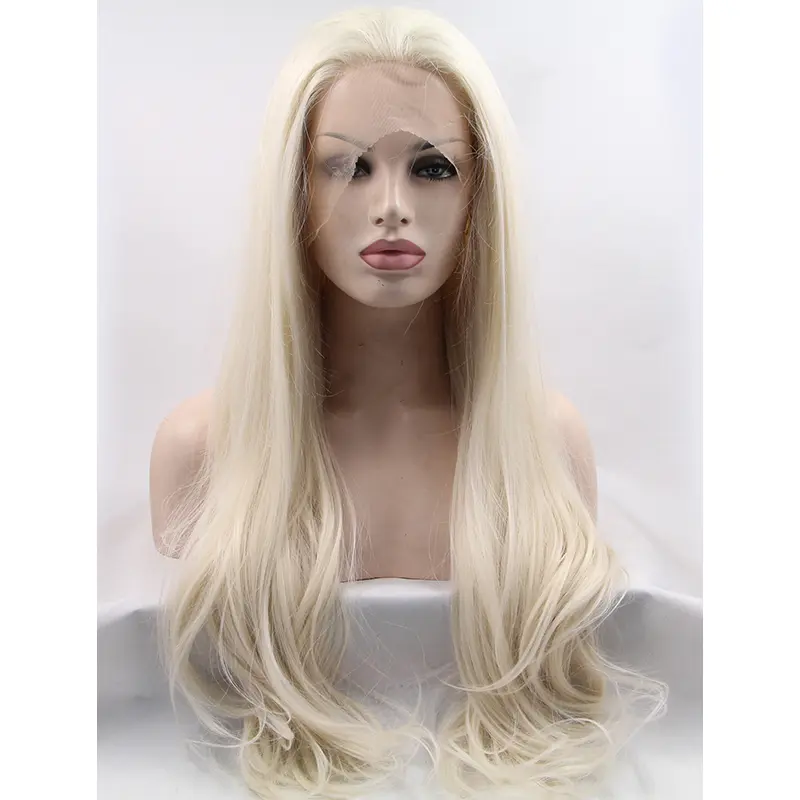 Synthetic Ombre/2 Tone 25" Wavy Lace Front Without Bangs Long Wigs