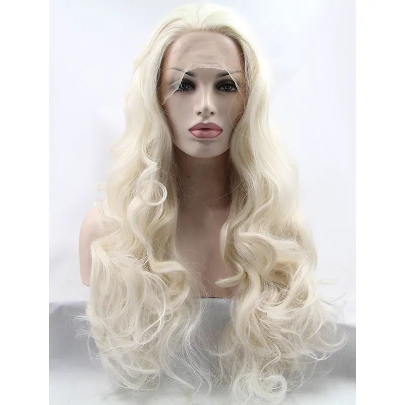Synthetic Ombre/2 Tone 28" Curly Lace Front Without Bangs Long Wigs