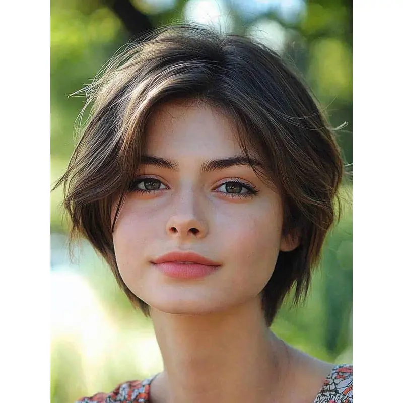 Short Bob Lace Front Wigs Straight Brown Synthetic 8" Wigs
