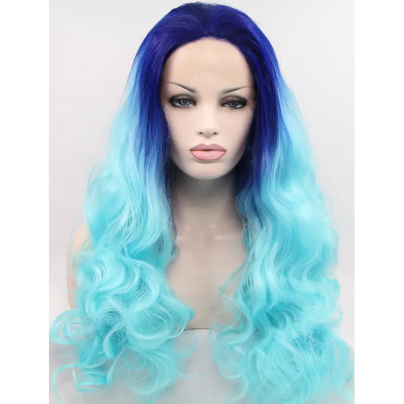Synthetic Lace Front 26" Curly Ombre/2 Tone Layered Long Wigs