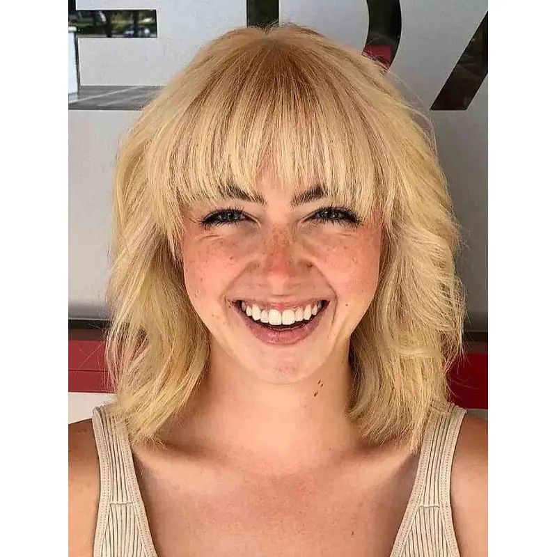 Wigs For Cancer Patients Lace Front Blonde Synthetic Wavy Bob Wigs