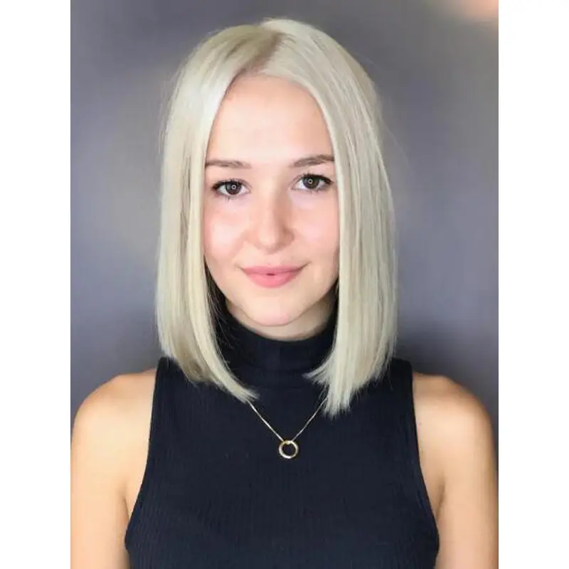 Wig Sales Synthetic Without Bangs Blonde Straight Lace Front Middle Part Bob Wigs