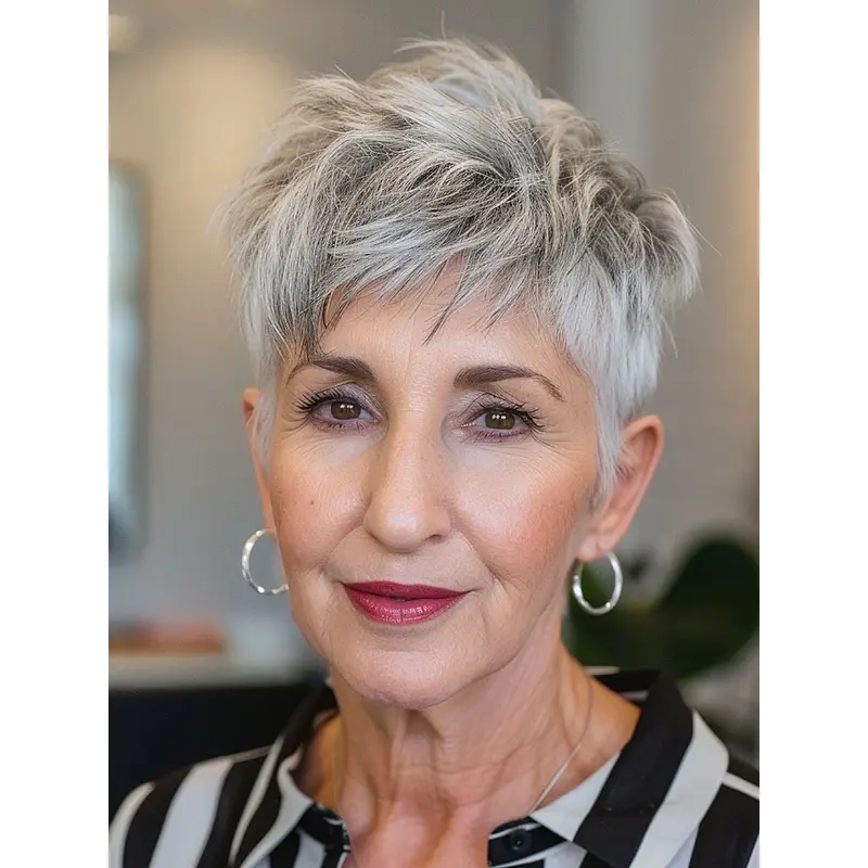 Grey Wigs Short Lace Front Boycuts Remy Human Hair Straight 6" Wigs
