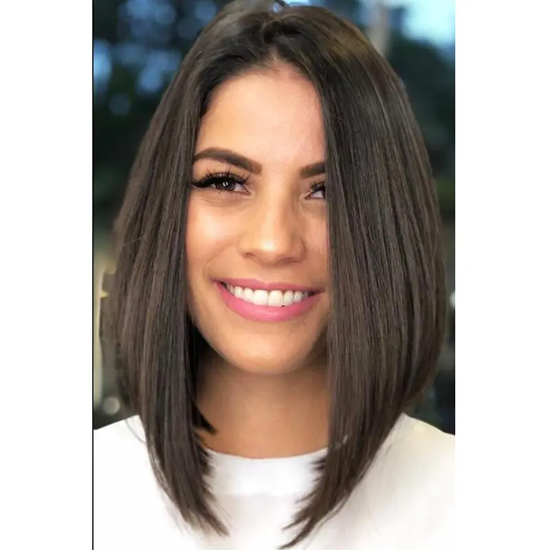 Black Wigs Lace Front Wig Without Bangs Straight Wigs Synthetic Shoulder Length Wigs