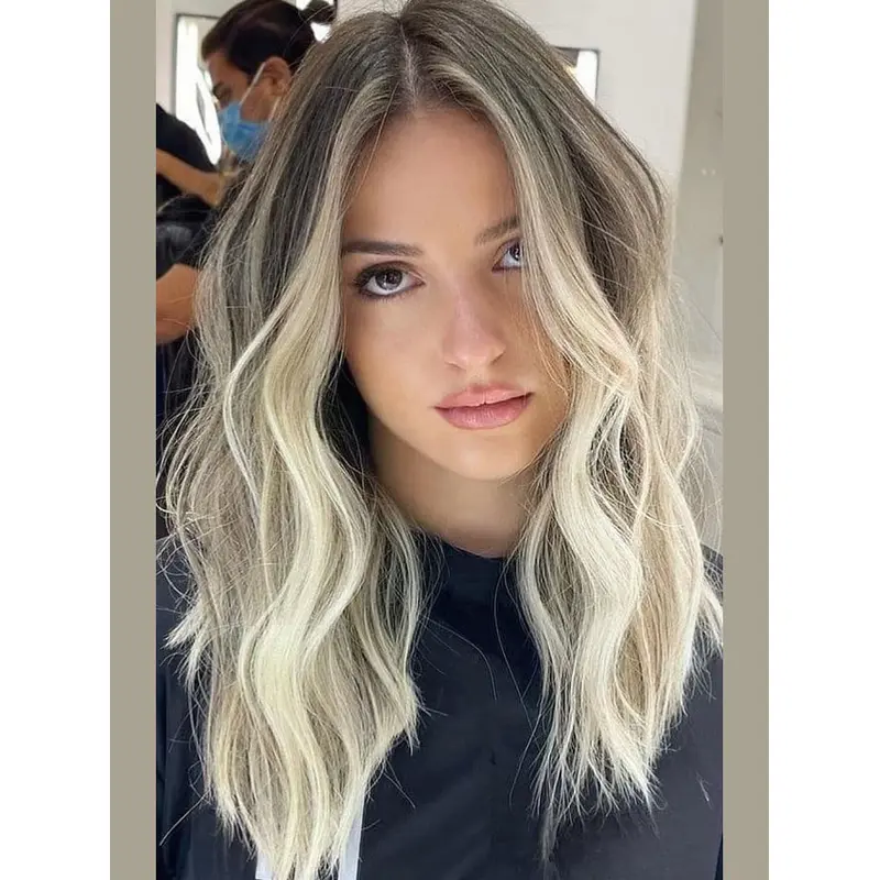 Wavy 16" Remy Human Hair Long Hair Wigs