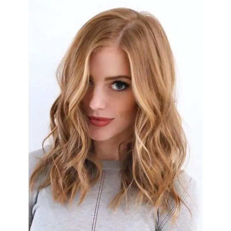 Wigs For Women Wavy Synthetic Without Bangs Wigs Shoulder Length Blonde Wigs