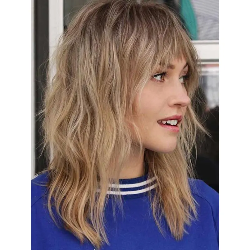 Blonde Lace Front Wigs Synthetic Wavy Wigs Shoulder Length Wigs