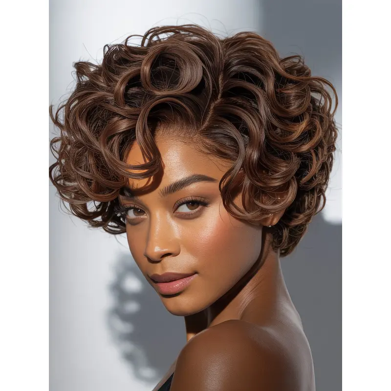 Lace Front Wigs For African American 6" Short Curly Wigs