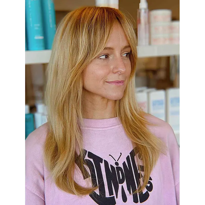 Wigs Blonde Long Layered Ideal Synthetic Wig Curtain Bangs Long Wigs