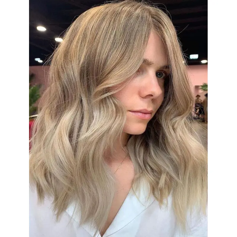Best Lace Wigs Wavy Synthetic Blonde Shoulder Length Without Bangs Wigs