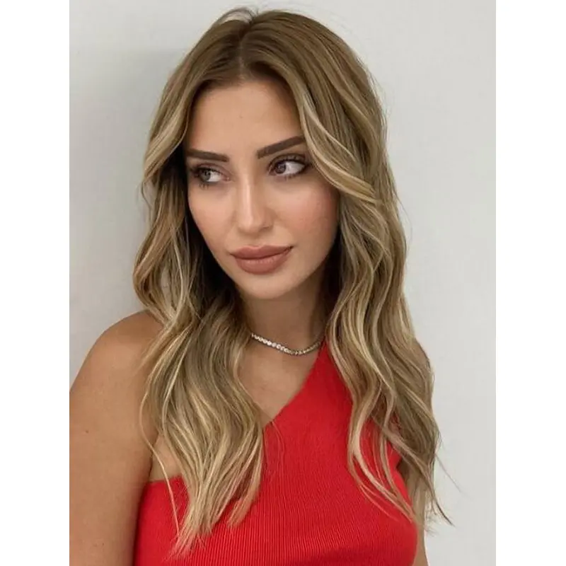 Long Blonde Wigs Lace Front Layered Wigs Wavy Ladies Synthetic Wigs