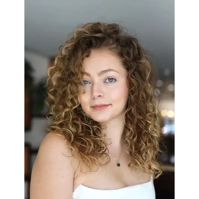 Blonde Curly Wig Synthetic Beautiful Without Bangs Wigs Lace Shoulder Length Wigs