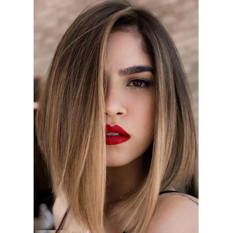 Blonde Wigs Synthetic Lace Front Wigs Shoulder Length Layered Bob Wigs