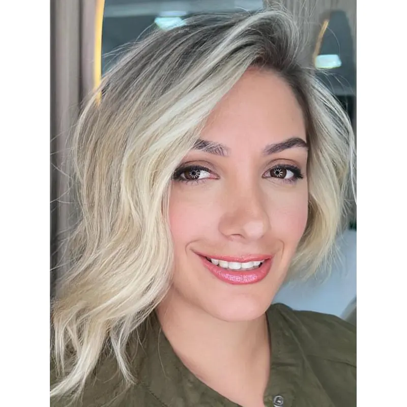 Blonde Wigs Wavy Synthetic Wigs Without Bangs Bob Wigs