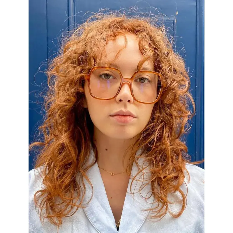 Curly Hair Wigs Copper Synthetic Lace Wigs Without Bangs Flexibility Medium Wigs