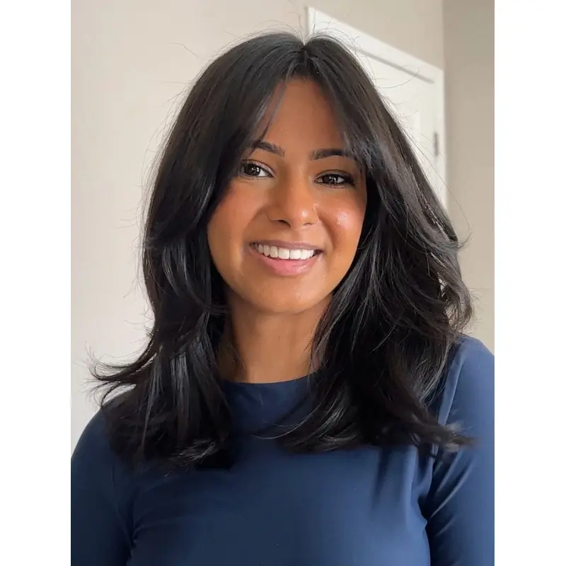 Long Wigs For African American Remy Human Hair 16" Layered Wigs