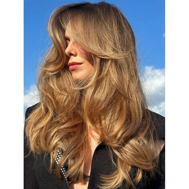 Natural Long Wigs Wavy Monofilament Layered 20" Wigs