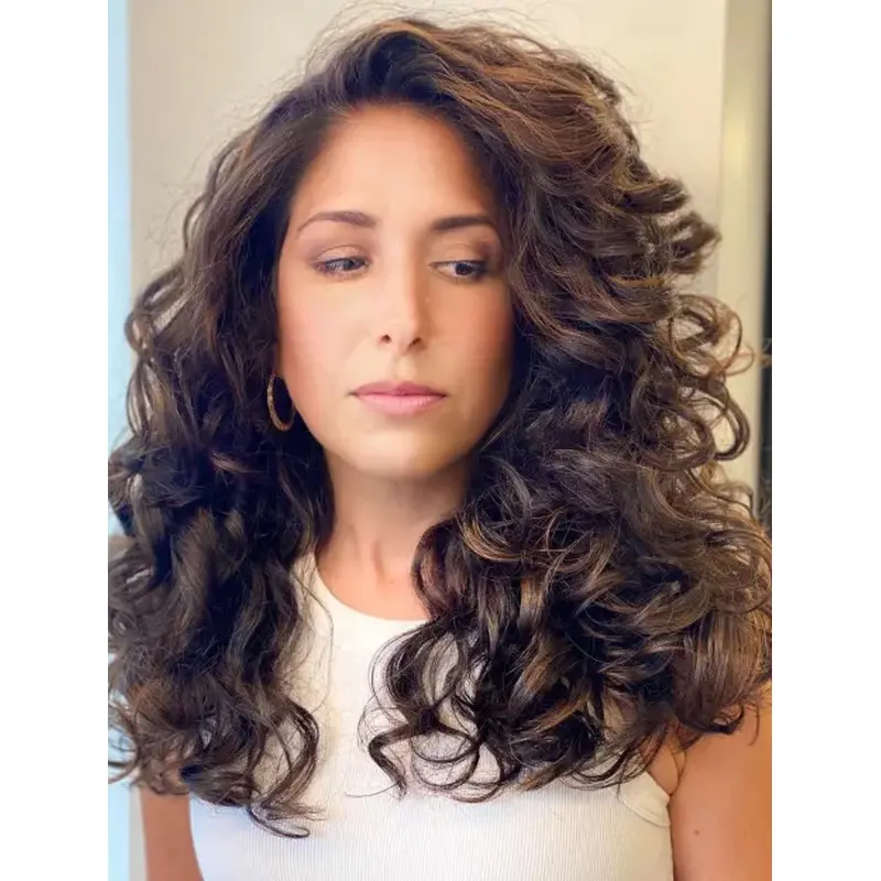 Long Curly Hair Wigs Synthetic Lace Wig Without Bangs Long Wigs