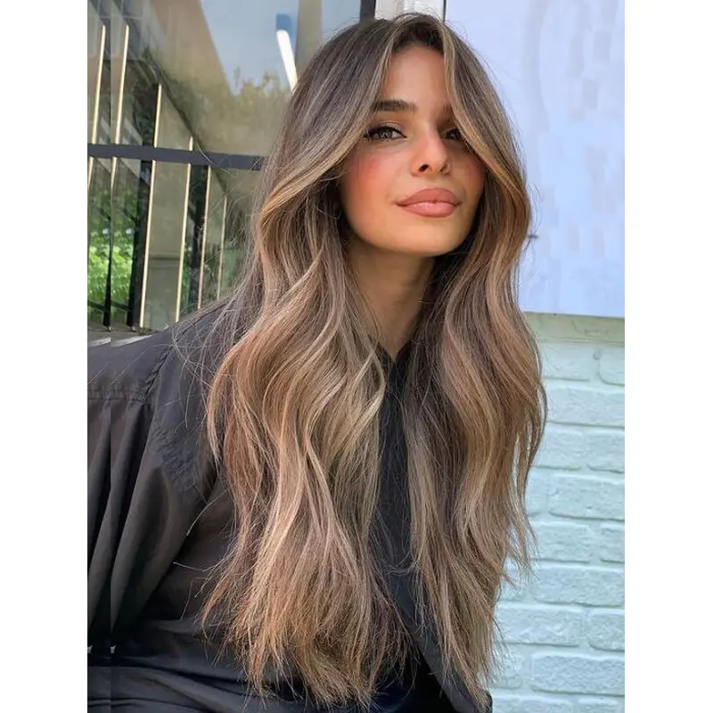 Long Wigs For Sale Synthetic Without Bangs Wigs Wavy Brown Lace Wigs