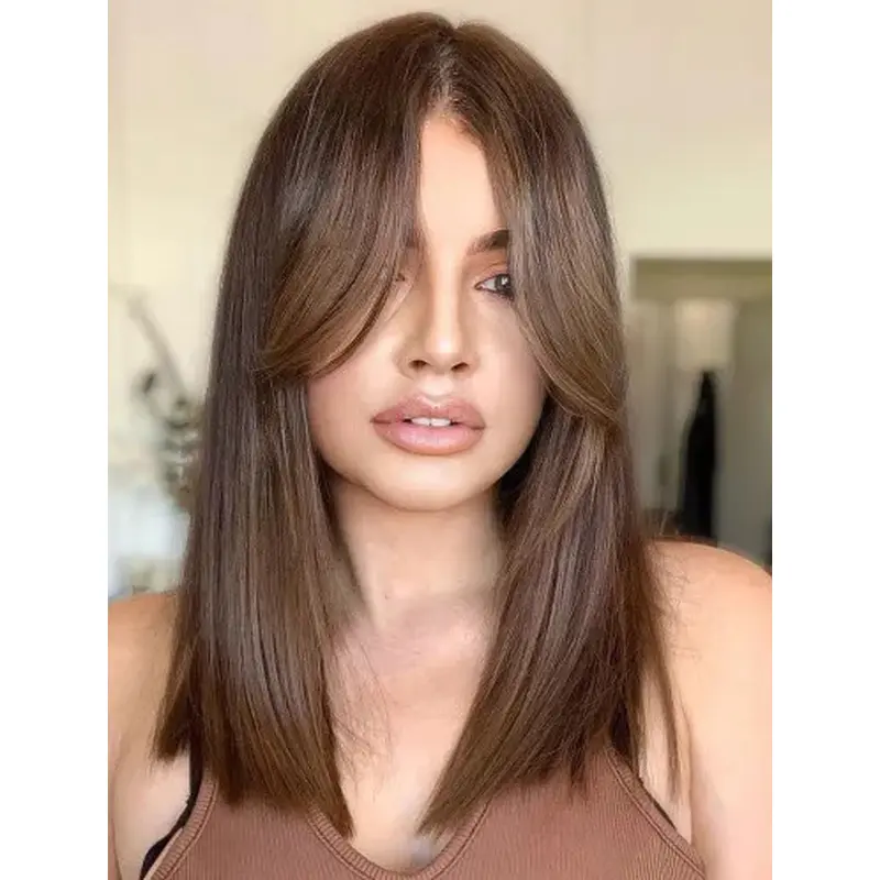 Wigs For Sale Synthetic Lace Front Wigs Straight Shoulder Length Brown Wigs