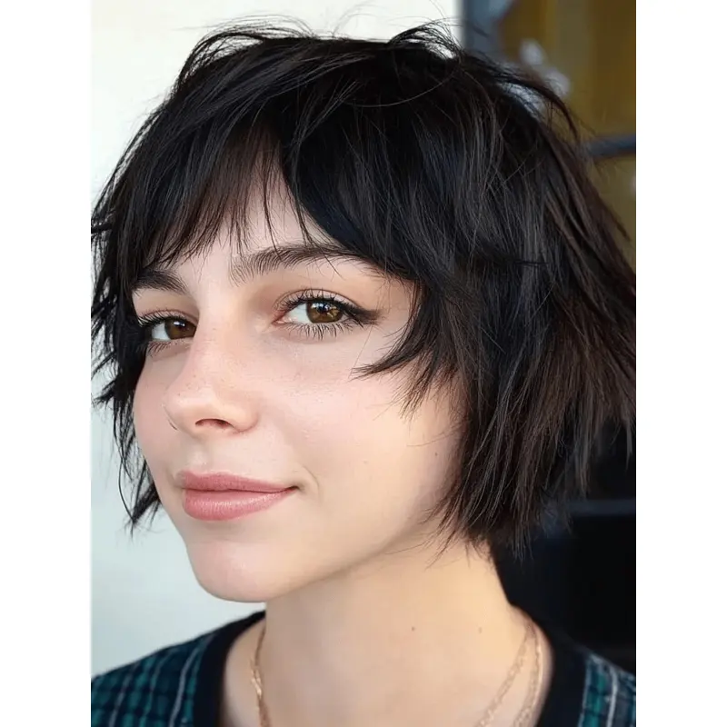Bob Wig Black Straight Synthetic Monofilament Short 8" Wigs