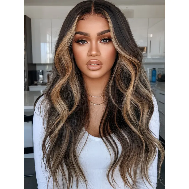 Fine Hair Wigs For African American Ombre tone Wavy Monofilament Wigs