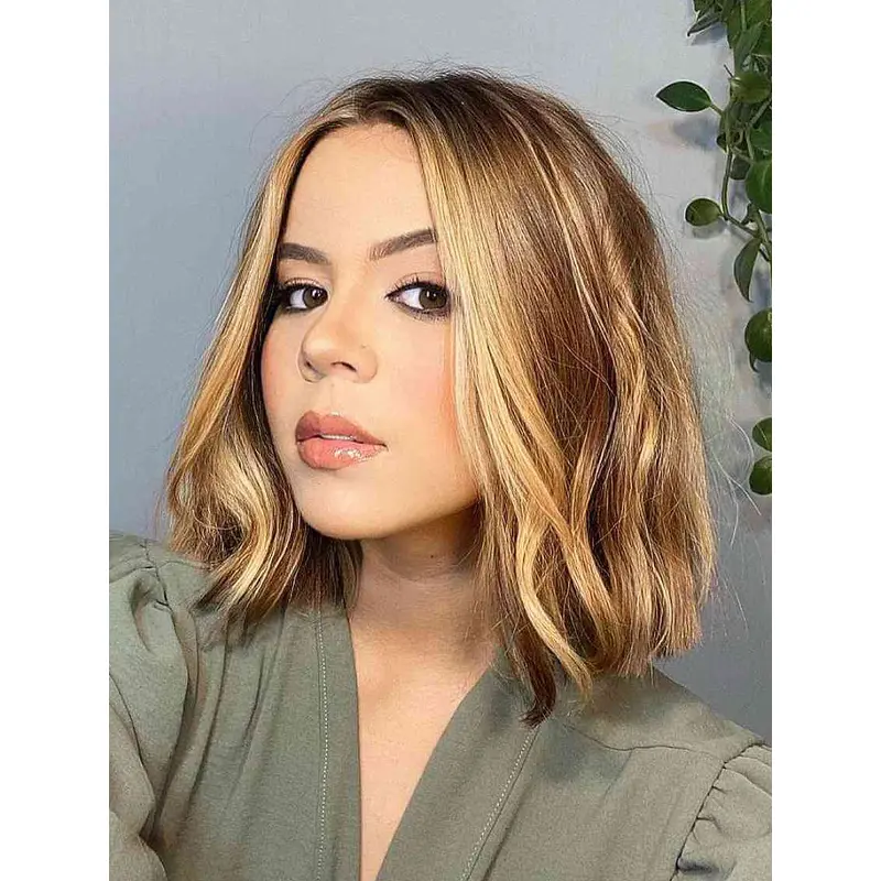 Medium Length Blonde Wigs Lace Front Wavy Wigs Synthetic Wigs