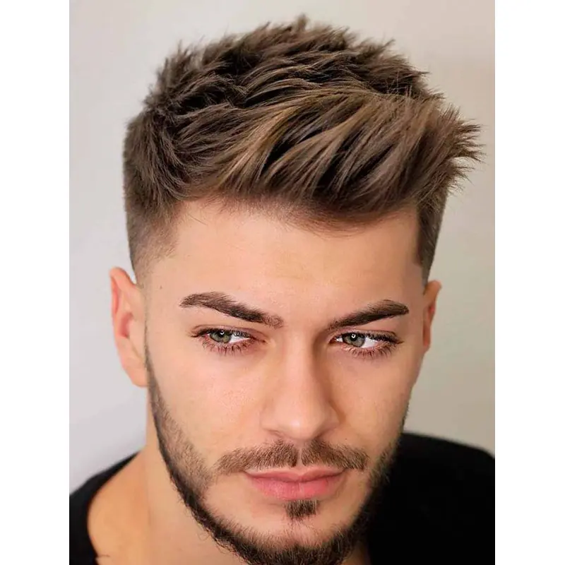 Blonde Capless Straight Short Remy Human Hair Taper Men Wigs