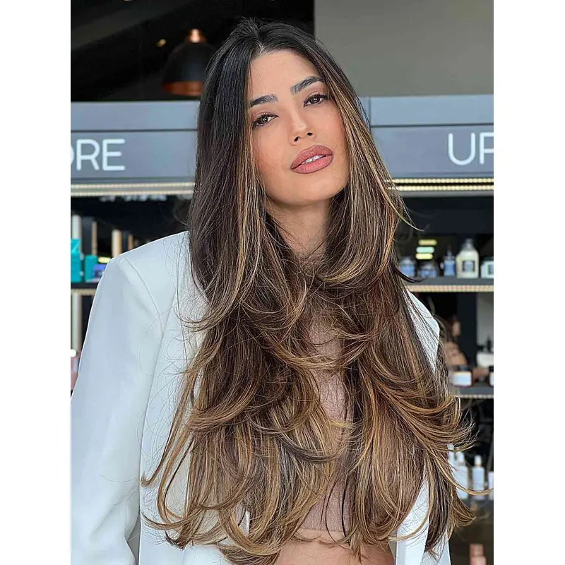Layered Synthetic Monofilament 20" Very Long Wig