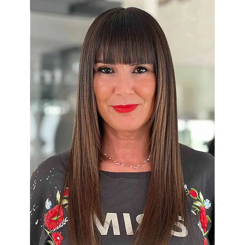 Long Wigs With Bangs Straight Synthetic Wigs Lace Front Wigs