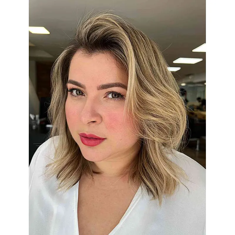 Medium Length Blonde Wigs Lace Front Wigs Synthetic Without Bangs Wigs