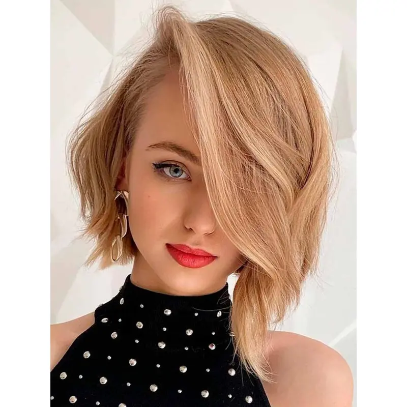 Medium Length Wigs Lace Front Blonde Wigs Bob Synthetic Wigs