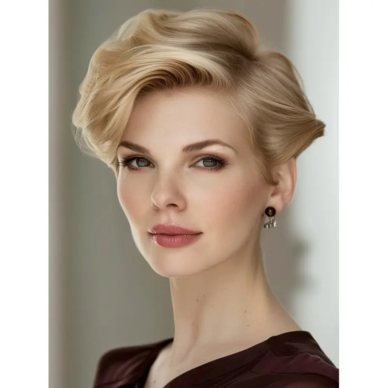 Short Cut Wigs Human Hair 6" Wavy Monofilament Wigs